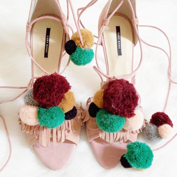 SOLD Zara pom pom heels - Picture 3 of 7